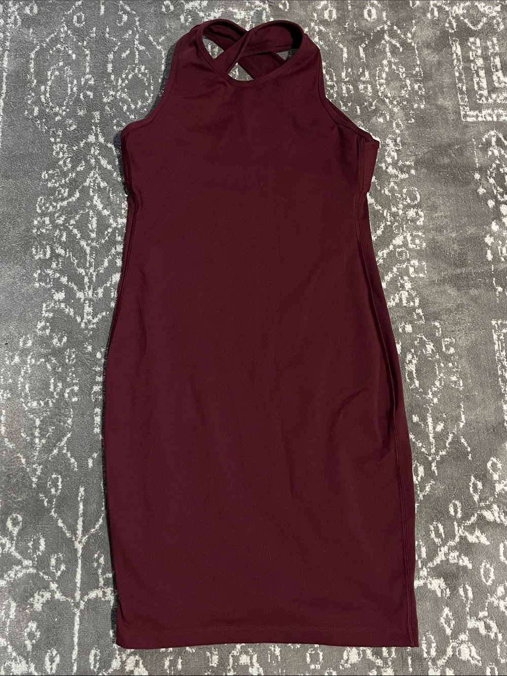 Lululemon Sleeveless Crossback Bodycon Dress in Burgundy